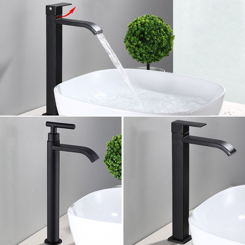 Høyt Servantkran – Elegant Matt Svart Finish