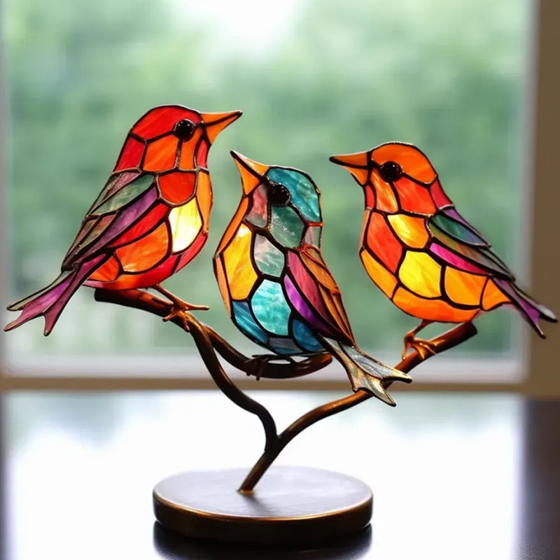 Ornement Décoratif – Oiseaux Posés Sur Une Branche