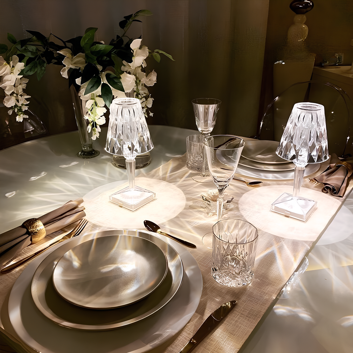 Lampe De Table Cristalline – Élégance Moderne Et Ambiance Chaleureuse