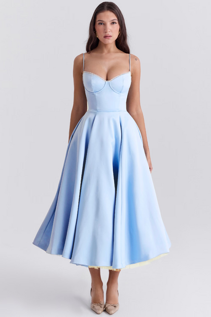 Lory | Rochie Midi cu Bretele – Glamour Clasic și Ușurință 