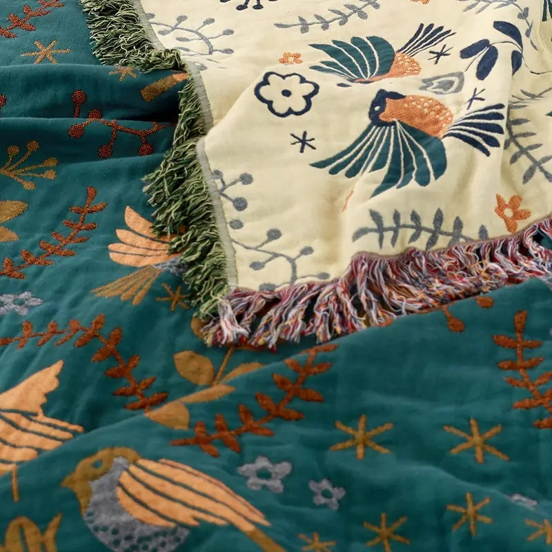 Omkeerbare Plaid Scandinavische Stijl Vogelpatronen 