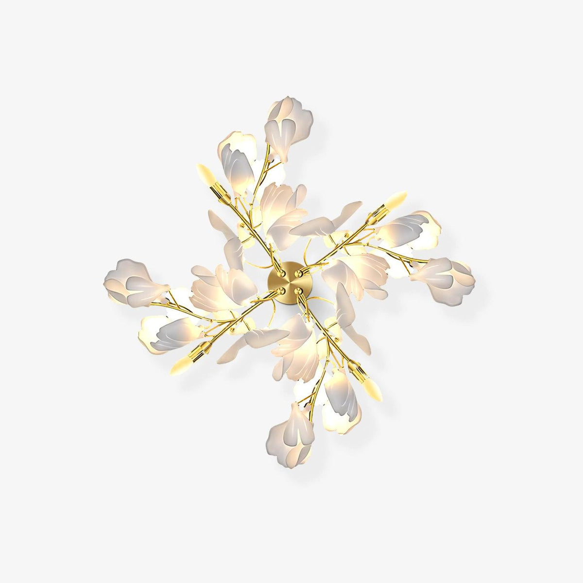 Blomstret vegglampe - Gylden eleganse og mykt lys