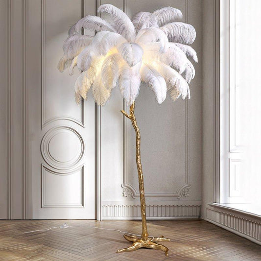 Lámpara de sol lujosa – Pantalla de plumas elegantes 