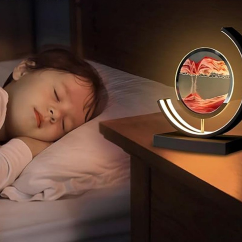 Sandlampa i rörelse – Visuell avkoppling och lugnande atmosfär 