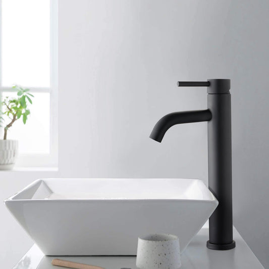 Rubinetto da lavabo rialzato – Finitura elegante nero opaco 
