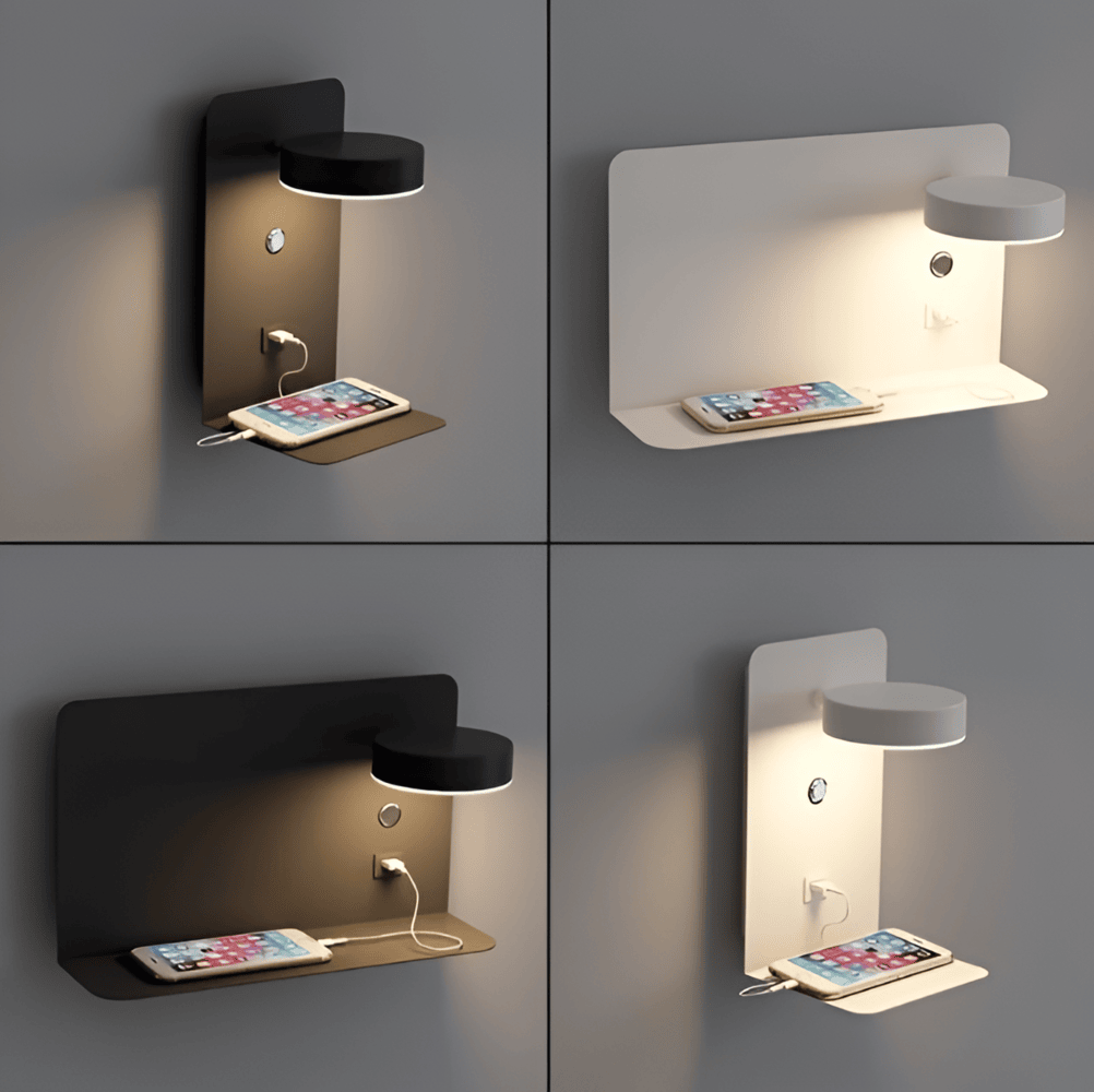 Led-Wandleuchte mit Regal Und USB-Anschluss - Modernes Design & 2-in-1-Funktion