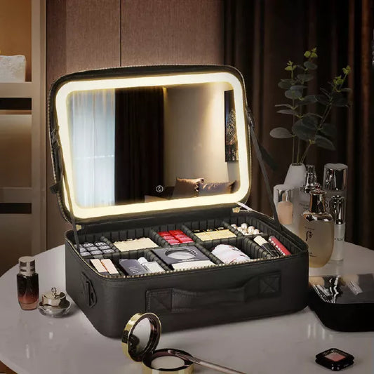 Bolsa de maquillaje de espejo LED